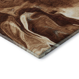 HomeRoots 5' X 8' Modern Abstract Area Rug in Rust, Ivory & Beige - Washable, UV Protected, Durable Design 665839