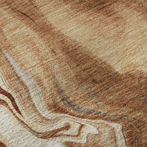 HomeRoots 5' X 8' Modern Abstract Area Rug in Rust, Ivory & Beige - Washable, UV Protected, Durable Design 665839