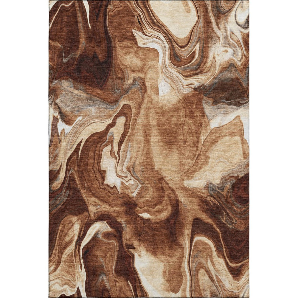 HomeRoots 9' X 12' Stylish Rust, Ivory & Beige Abstract Washable Area Rug with UV Protection for Busy Homes 665842