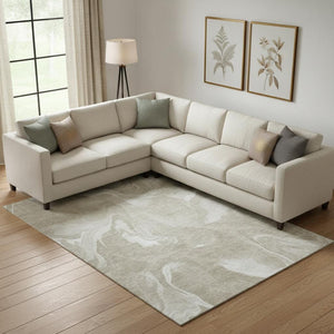 HomeRoots 8' X 10' Stylish Taupe & Ivory Abstract Area Rug - Washable, UV Protected, and Perfect for Any Space 665847