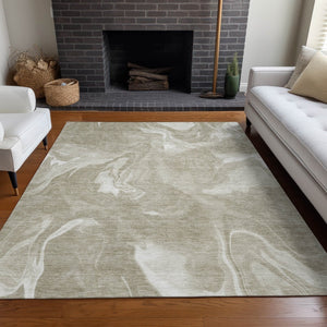 HomeRoots 8' X 10' Stylish Taupe & Ivory Abstract Area Rug - Washable, UV Protected, and Perfect for Any Space 665847