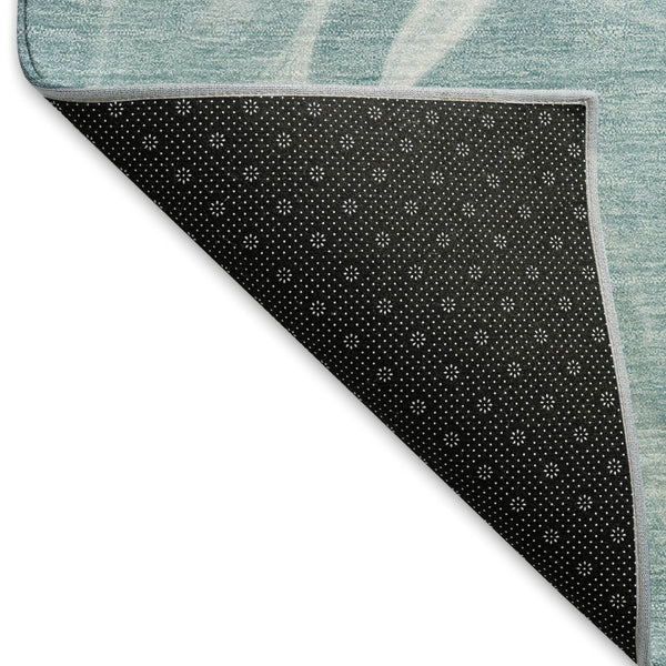HomeRoots 8' X 10' Teal and Ivory Abstract Area Rug - Washable, UV-Protected, Stylish, Durable for High-Traffic Spaces 665853