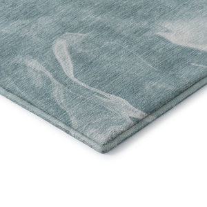 HomeRoots 8' X 10' Teal and Ivory Abstract Area Rug - Washable, UV-Protected, Stylish, Durable for High-Traffic Spaces 665853