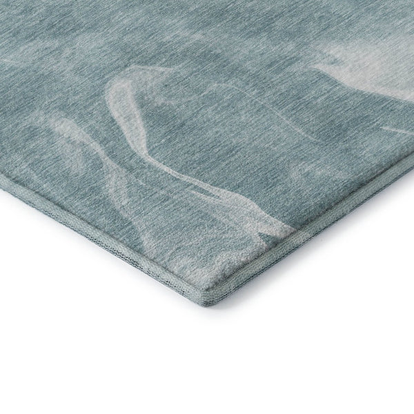 HomeRoots 8' X 10' Teal and Ivory Abstract Area Rug - Washable, UV-Protected, Stylish, Durable for High-Traffic Spaces 665853