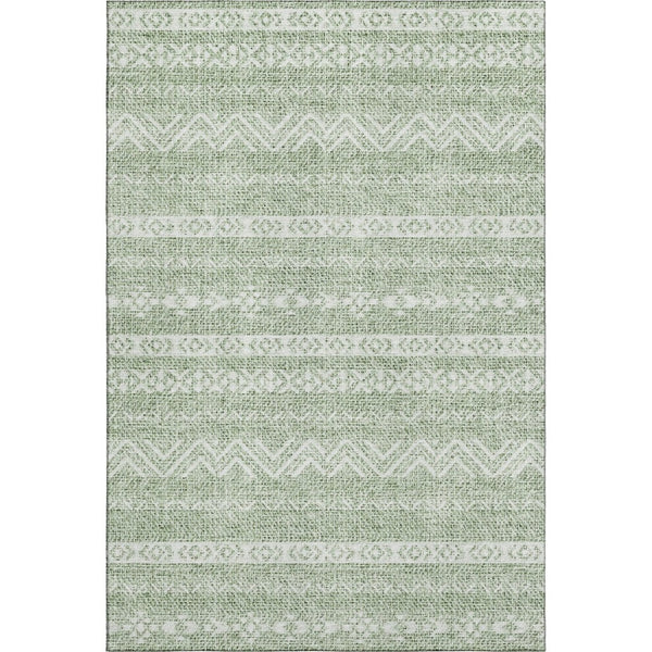 HomeRoots 5' X 8' Southwestern Artichoke Green Area Rug - Washable, UV-Protected, Stain-Resistant Design! 665857