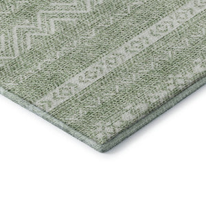 HomeRoots 5' X 8' Southwestern Artichoke Green Area Rug - Washable, UV-Protected, Stain-Resistant Design! 665857