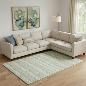 HomeRoots 8' X 10' Artichoke Green Southwestern Area Rug - Washable, UV-Protected, Stain Resistant, Durable Design 665859