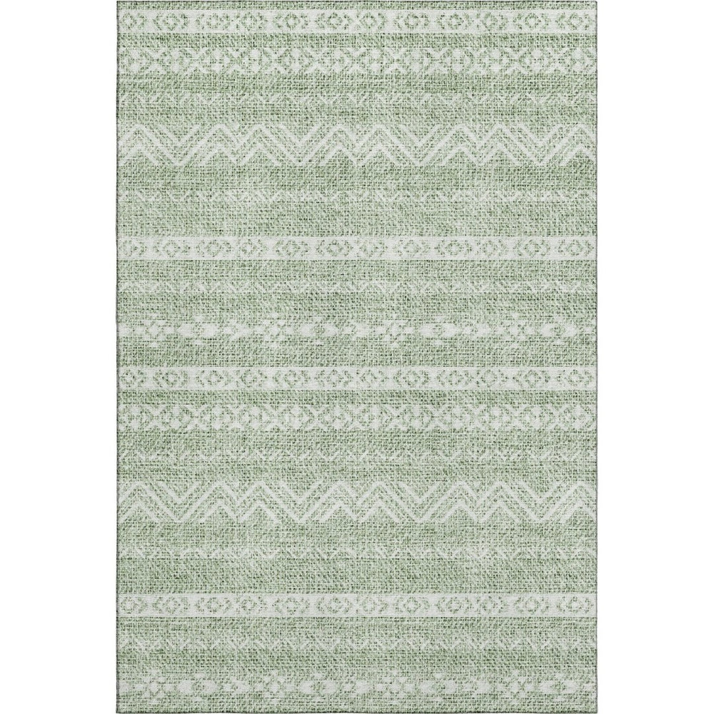HomeRoots 8' X 10' Artichoke Green Southwestern Area Rug - Washable, UV-Protected, Stain Resistant, Durable Design 665859