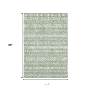 HomeRoots 10' X 14' Artichoke Green Southwestern Area Rug – Durable, Stain Resistant, UV Protected & Stylish! 665861