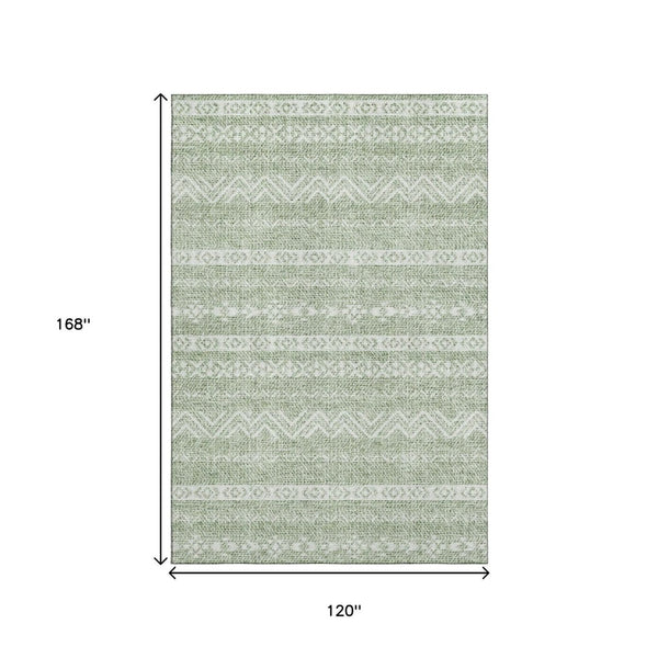HomeRoots 10' X 14' Artichoke Green Southwestern Area Rug – Durable, Stain Resistant, UV Protected & Stylish! 665861