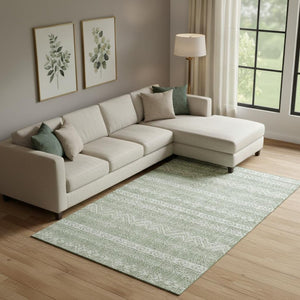 HomeRoots 10' X 14' Artichoke Green Southwestern Area Rug – Durable, Stain Resistant, UV Protected & Stylish! 665861
