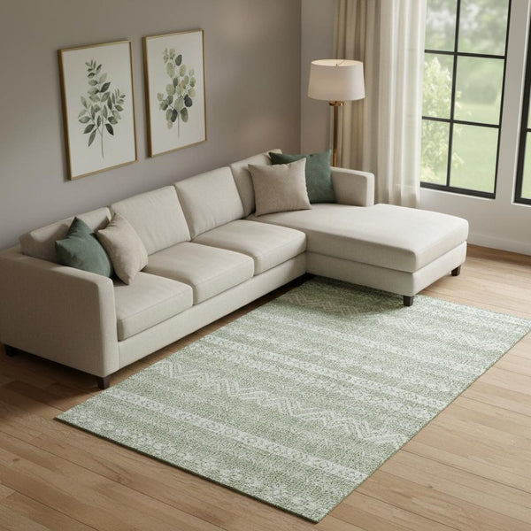 HomeRoots 10' X 14' Artichoke Green Southwestern Area Rug – Durable, Stain Resistant, UV Protected & Stylish! 665861