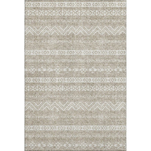 HomeRoots 8' X 10' Beige And Ivory Southwestern Area Rug – Washable, UV Protected, Perfect for Homes with Kids! 665865