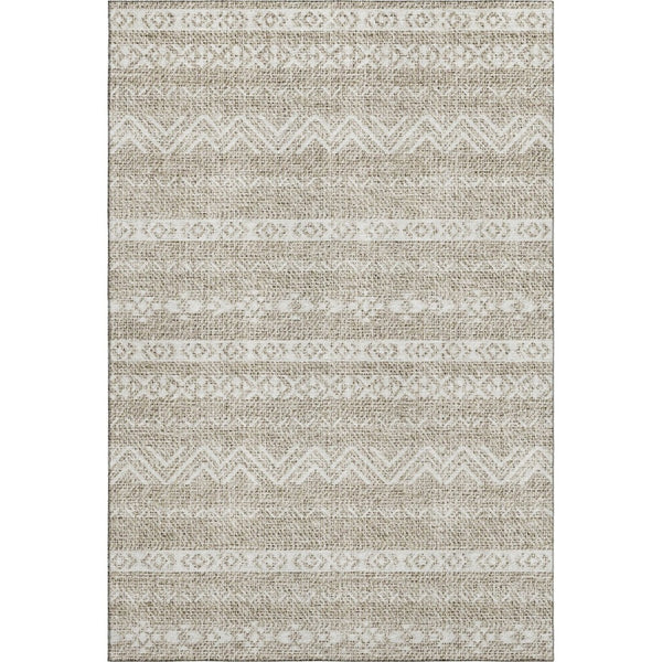 HomeRoots 8' X 10' Beige And Ivory Southwestern Area Rug – Washable, UV Protected, Perfect for Homes with Kids! 665865
