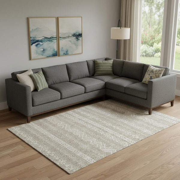 HomeRoots 8' X 10' Beige And Ivory Southwestern Area Rug – Washable, UV Protected, Perfect for Homes with Kids! 665865