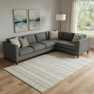 HomeRoots 9' X 12' Beige And Ivory Southwestern Washable Area Rug – Durable, UV-Protected, Stylish for Any Room 665866