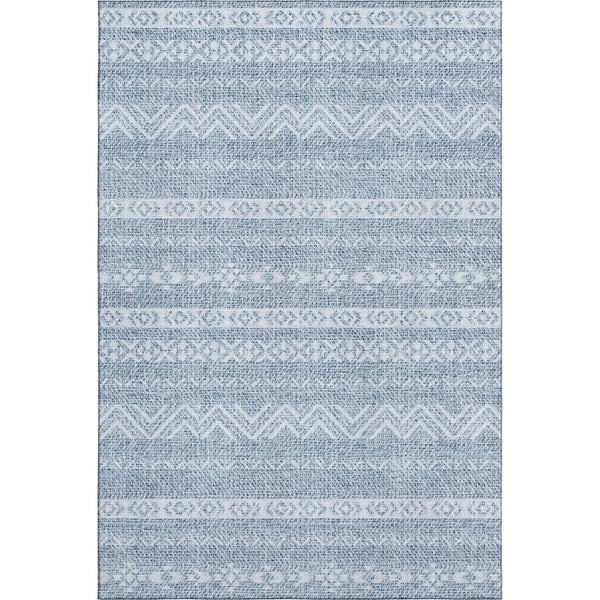 HomeRoots 5' X 8' Blue and Ivory Southwestern Area Rug – Washable, UV Protected, Stain-Resistant, Stylish Design 665869