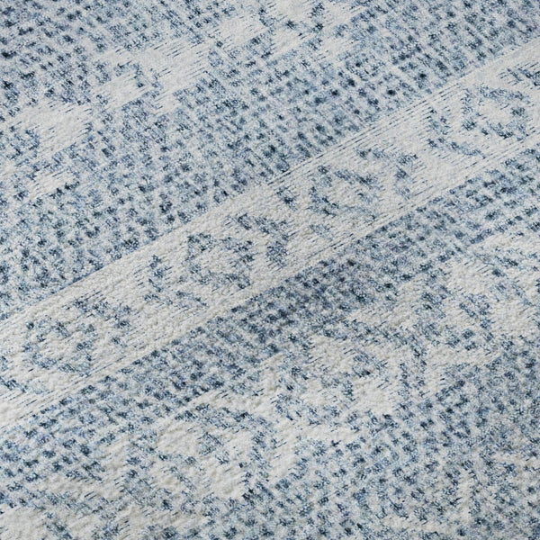 HomeRoots 8' Blue And Ivory Southwestern Round Rug – Washable, Durable, UV-Protected for Indoor & Outdoor Use 665870