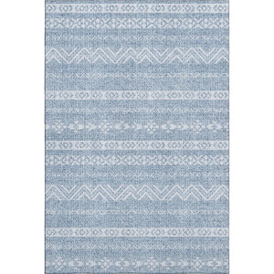 HomeRoots 8' X 10' Blue and Ivory Southwestern Washable Area Rug – Durable, UV-Protected & Stylish for Homes! 665871