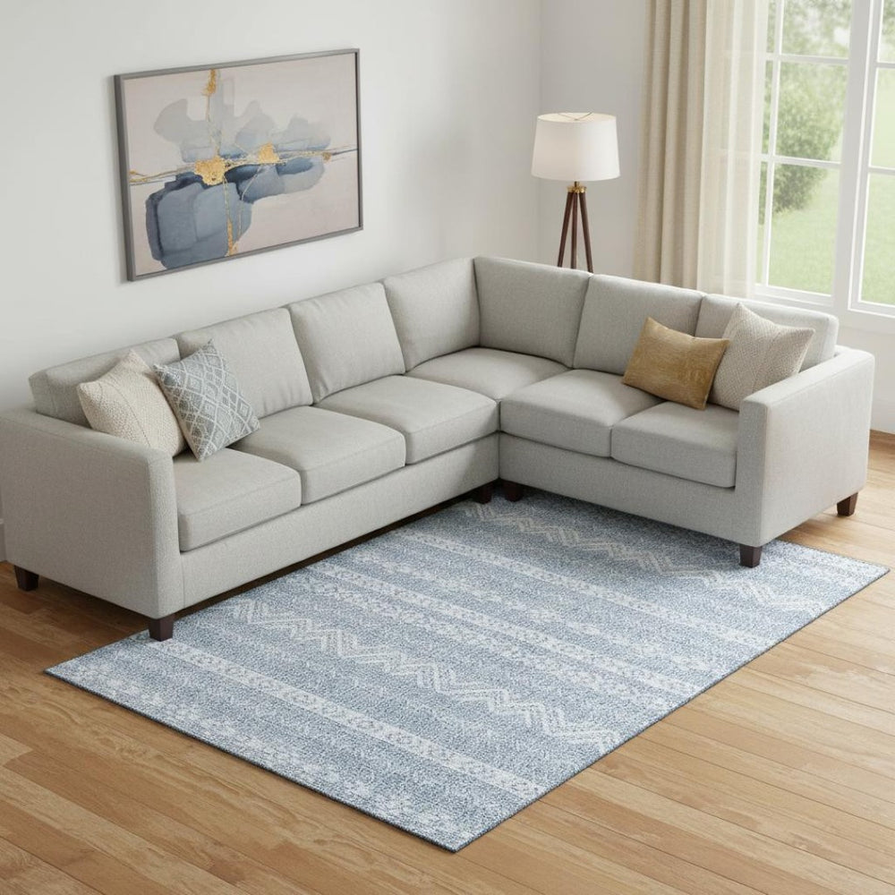 HomeRoots 8' X 10' Blue and Ivory Southwestern Washable Area Rug – Durable, UV-Protected & Stylish for Homes! 665871