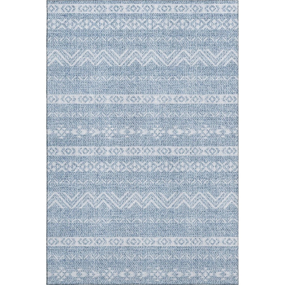 HomeRoots 9' X 12' Blue and Ivory Southwestern Area Rug - Durable, Washable, UV-Protected for Homes with Kids & Pets 665872