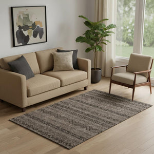 HomeRoots 5' X 8' Chocolate and Gray Southwestern Area Rug - Washable, UV-Protected, Durable Style for Homes 665881