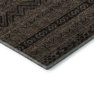 HomeRoots 5' X 8' Chocolate and Gray Southwestern Area Rug - Washable, UV-Protected, Durable Style for Homes 665881