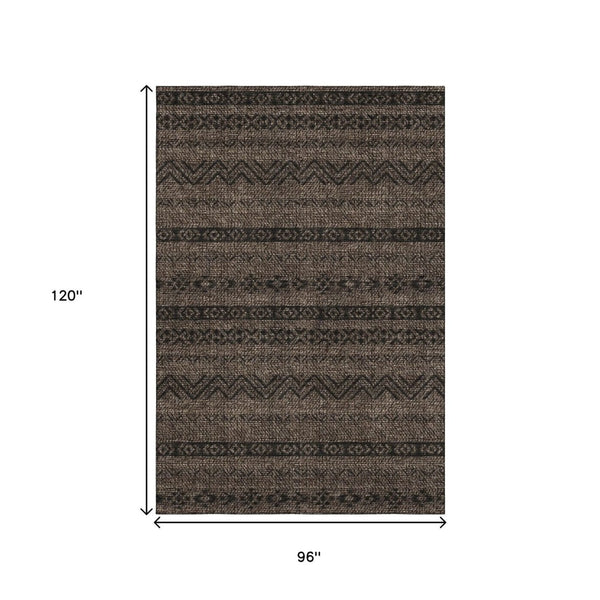 HomeRoots 8' X 10' Chocolate and Gray Southwestern Area Rug - Durable, Washable, UV-Protected for Any Space 665883