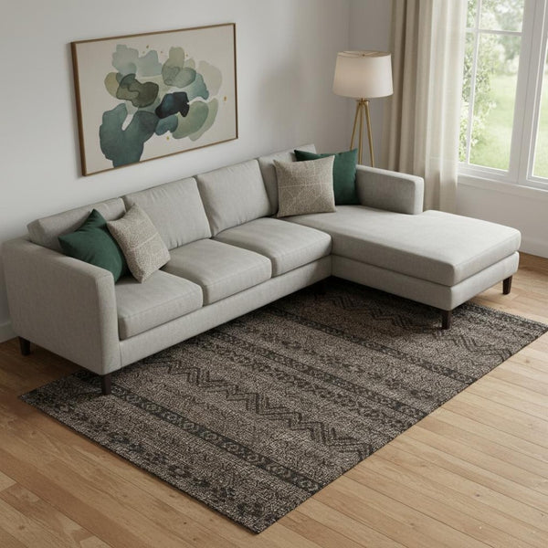 HomeRoots 8' X 10' Chocolate and Gray Southwestern Area Rug - Durable, Washable, UV-Protected for Any Space 665883