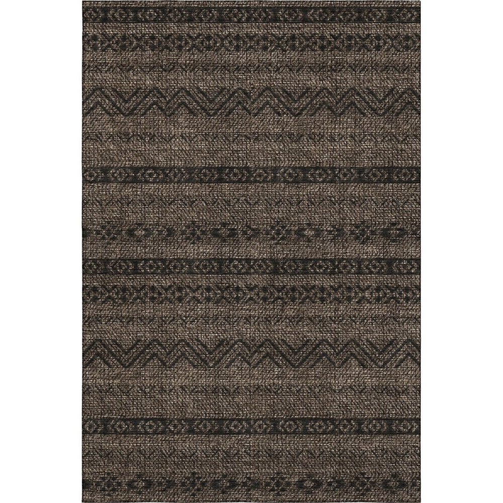 HomeRoots 8' X 10' Chocolate and Gray Southwestern Area Rug - Durable, Washable, UV-Protected for Any Space 665883