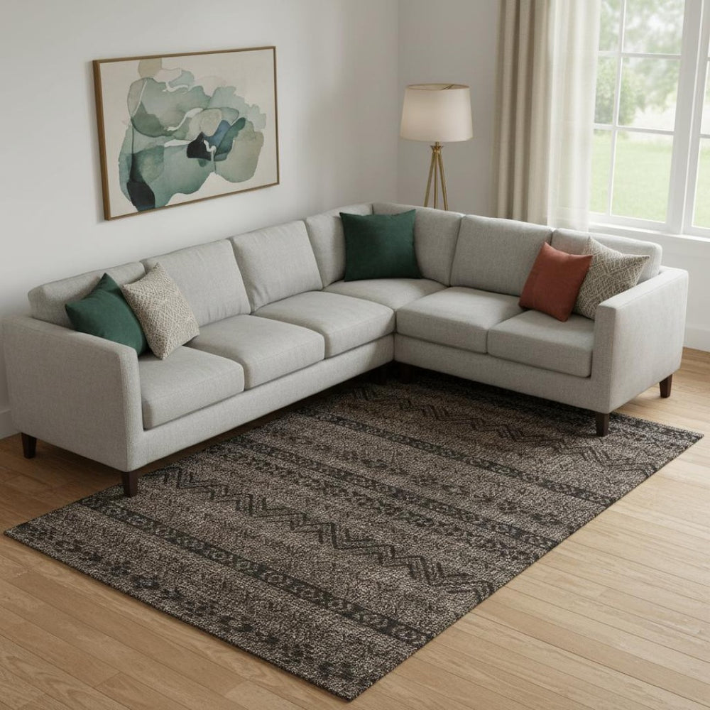 HomeRoots 9' X 12' Chocolate and Gray Southwestern Area Rug - Washable, UV-Protected, Durable, Stylish Focal Point 665884