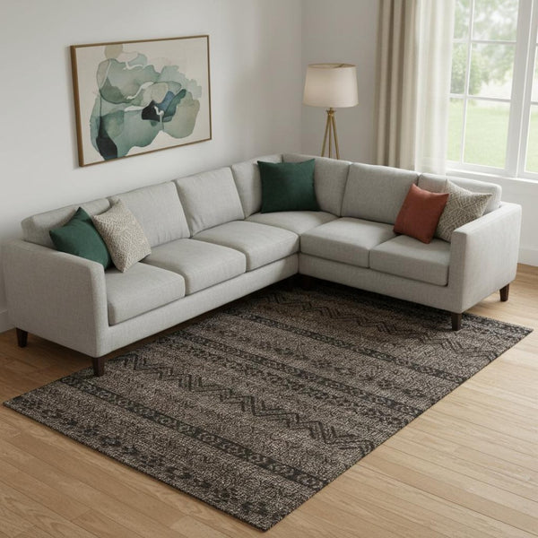 HomeRoots 9' X 12' Chocolate and Gray Southwestern Area Rug - Washable, UV-Protected, Durable, Stylish Focal Point 665884