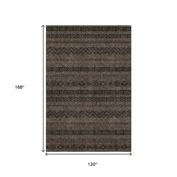 HomeRoots 10' X 14' Chocolate and Gray Southwestern Area Rug - Durable, Stain-Resistant with UV Protection! 665885
