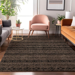 HomeRoots 10' X 14' Chocolate and Gray Southwestern Area Rug - Durable, Stain-Resistant with UV Protection! 665885
