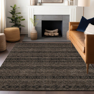HomeRoots 10' X 14' Chocolate and Gray Southwestern Area Rug - Durable, Stain-Resistant with UV Protection! 665885