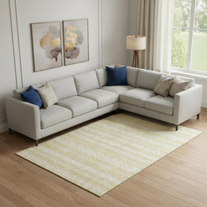 HomeRoots 8' X 10' Gold and Beige Southwestern Washable Area Rug - Stylish, Durable, Stain-Resistant Design! 665889