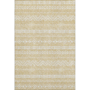 HomeRoots 9' X 12' Gold and Beige Southwestern Washable Area Rug - Durable, Stain-Resistant, UV Protected Style! 665890