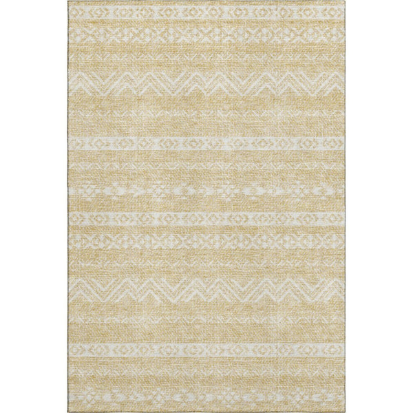 HomeRoots 9' X 12' Gold and Beige Southwestern Washable Area Rug - Durable, Stain-Resistant, UV Protected Style! 665890