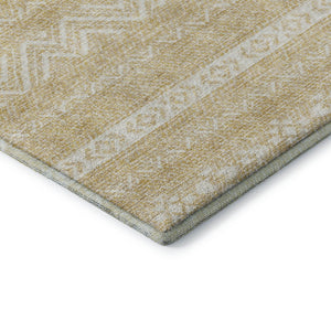HomeRoots 9' X 12' Gold and Beige Southwestern Washable Area Rug - Durable, Stain-Resistant, UV Protected Style! 665890