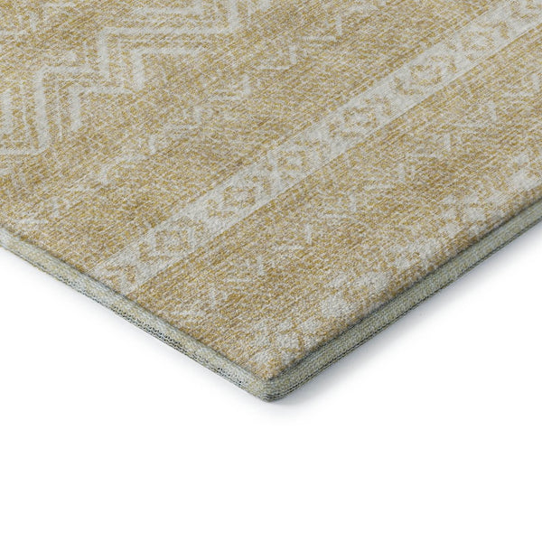HomeRoots 9' X 12' Gold and Beige Southwestern Washable Area Rug - Durable, Stain-Resistant, UV Protected Style! 665890