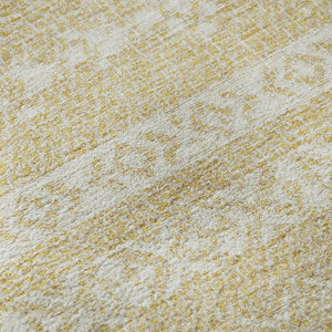 HomeRoots 9' X 12' Gold and Beige Southwestern Washable Area Rug - Durable, Stain-Resistant, UV Protected Style! 665890
