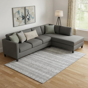 HomeRoots 8' X 10' Gray & Silver Southwestern Area Rug – Washable, Stain-Resistant, UV-Protected & Durable 665895