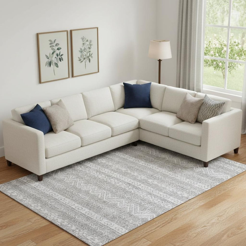 HomeRoots 9' X 12' Gray And Silver Southwestern Area Rug - Durable, Washable, UV-Protected for Busy Homes 665896