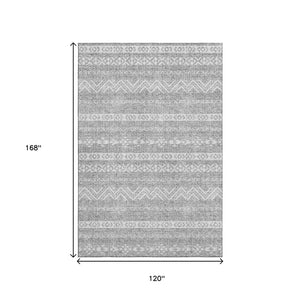 HomeRoots 10' Gray and Silver Southwestern Washable Area Rug - UV Protected, Stain-Resistant, Durable Design 665897