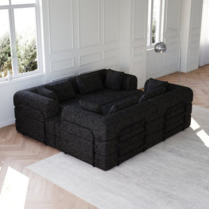 English Elm 78.7-Inch Convertible Sleeper Sofa Bed With Pillow - Cozy Chenille Couch For Small Spaces & Guests W834S00530