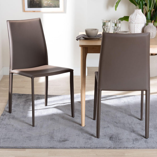 Baxton Studio Baxton Studio Rockford Modern Taupe Leather Dining Chairs Set of 2 – Stylish, Durable & Comfortable ALC-1025-Taupe