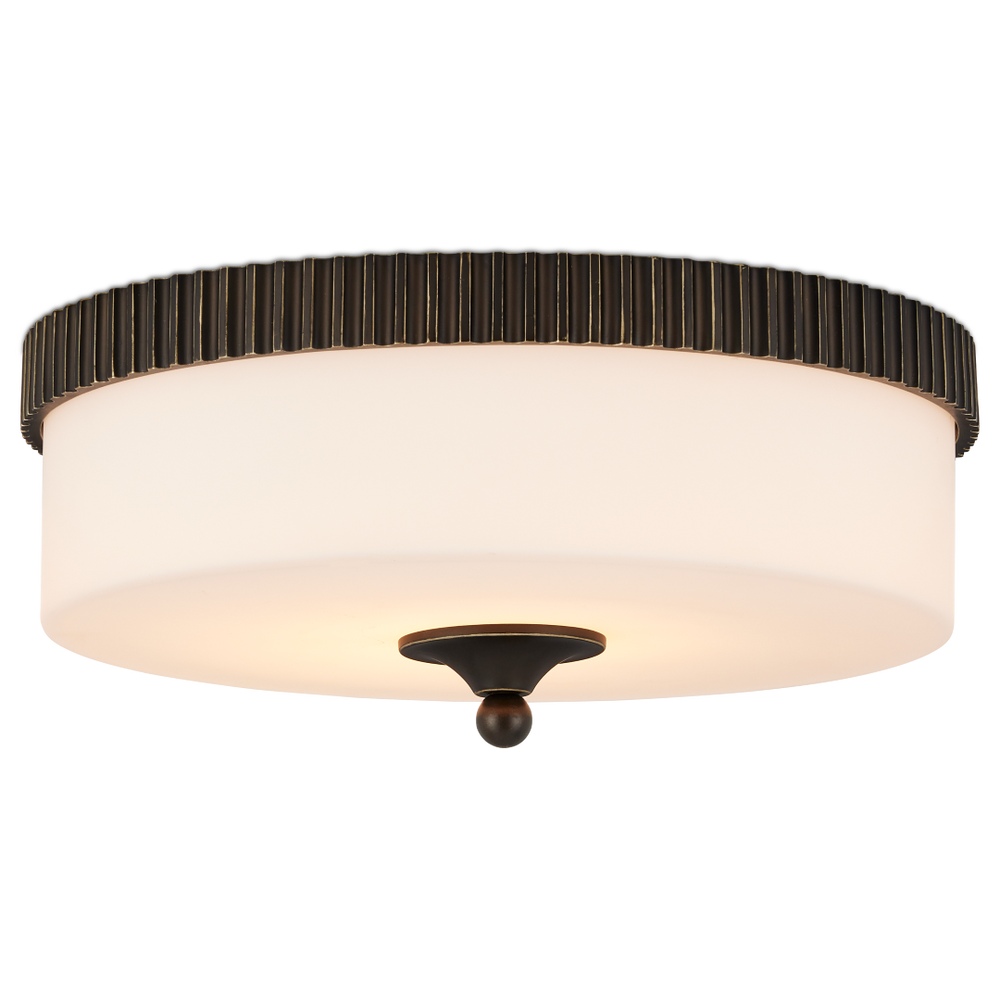 Bryce Bronze Flush Mount Light Fixture - Modern LED Dome Design with Industrial Touch & Frosted Glass