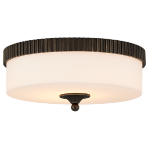 Bryce Bronze Flush Mount Light Fixture - Modern LED Dome Design with Industrial Touch & Frosted Glass