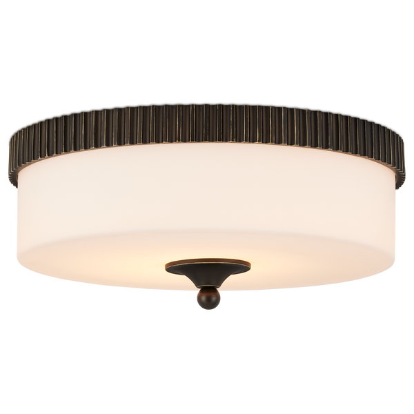Bryce Bronze Flush Mount Light Fixture - Modern LED Dome Design with Industrial Touch & Frosted Glass