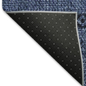 HomeRoots 8' Navy Blue and Gray Southwestern Washable Area Rug with UV Protection, Stain Resistant Design 665907